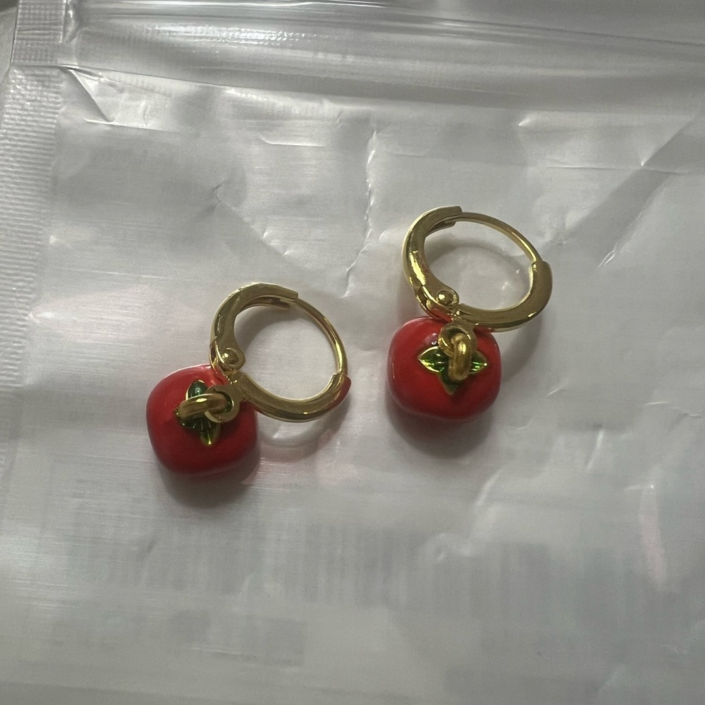 Tomato design dangle earrings
